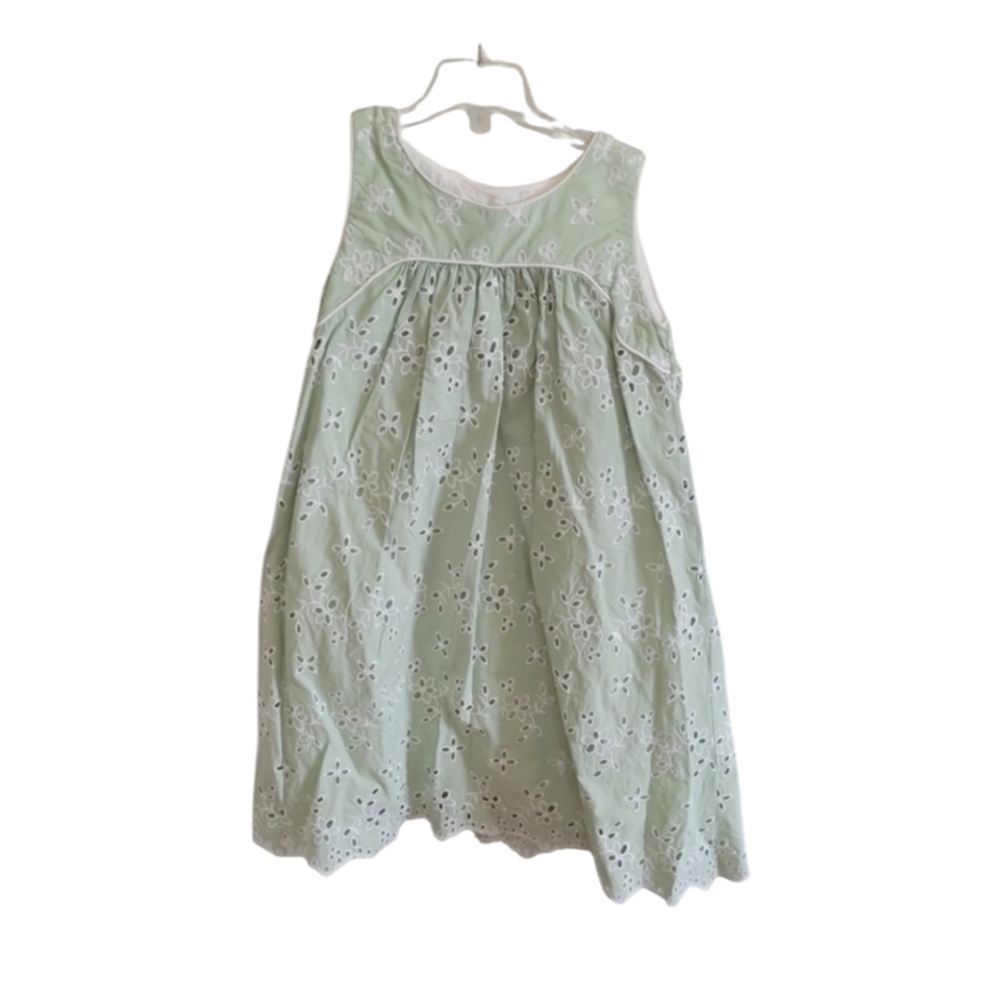 Laura Ashley London Pale Green and White Summer Floral Eyelet Dress Size 6x Girl